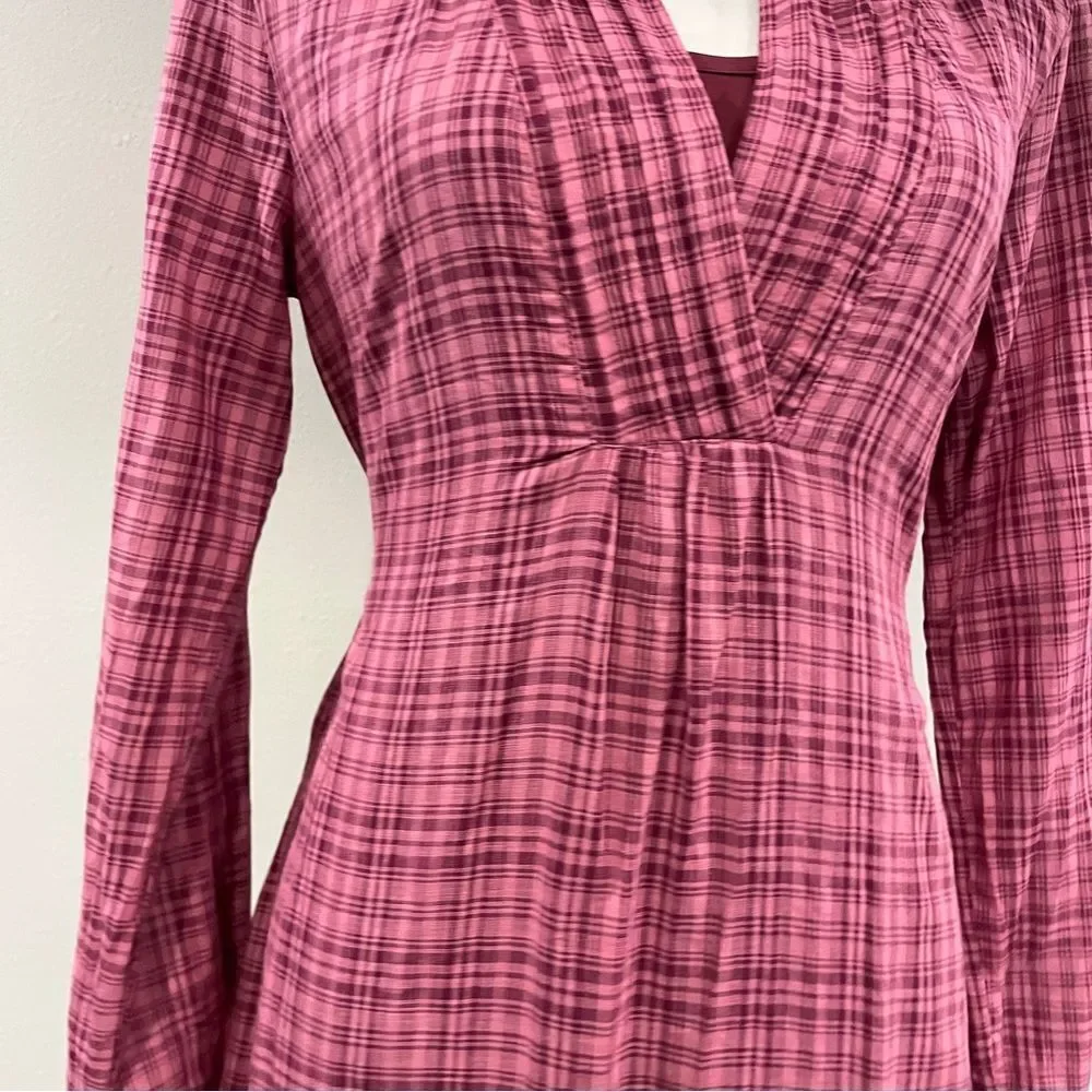 Maurice’s Pink Plaid Long Sleeve Dress‎ size small